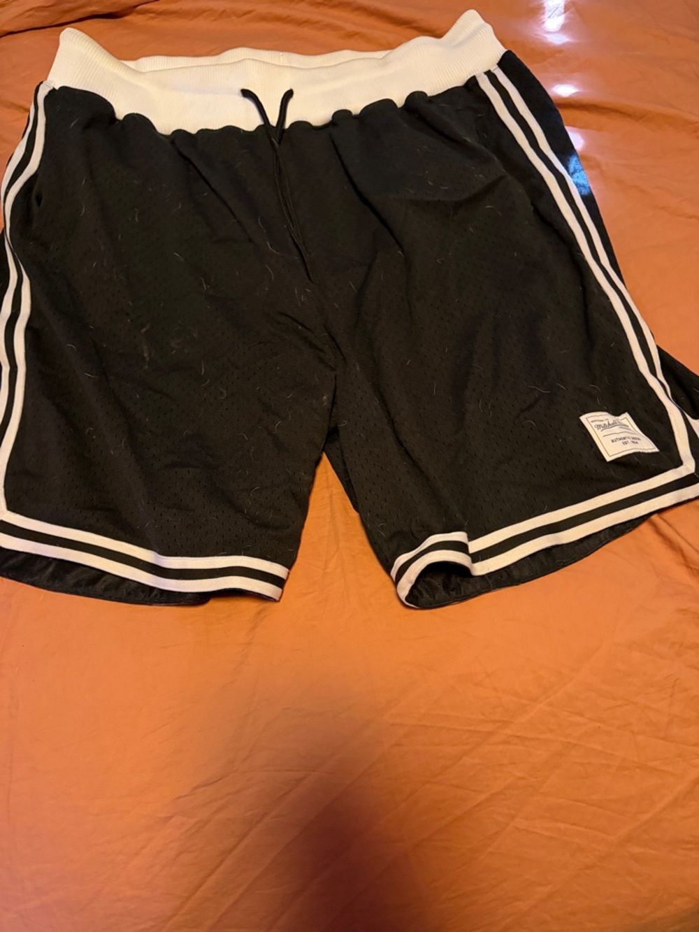 Mitchell & Ness Black Mesh Shorts with White Trim
